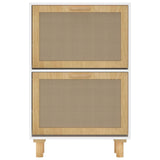 Scarpiera Bianca 52x25x80cm Legno truciolato e Rattan Naturale