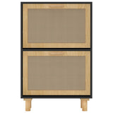 Scarpiera Nero 52x25x80cm Legno truciolato e Rattan Naturale