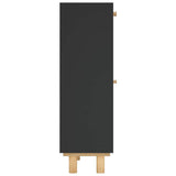 Scarpiera Nero 52x25x80cm Legno truciolato e Rattan Naturale
