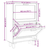 Scarpiera Nero 52x25x80cm Legno truciolato e Rattan Naturale