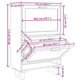 Scarpiera Nero 52x25x80cm Legno truciolato e Rattan Naturale