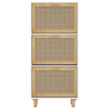 Scarpiera Bianca52x25x115cm Legno truciolato e Rattan Naturale