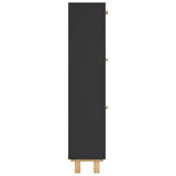 Scarpiera Nero 52x25x115cm Legno truciolato e Rattan Naturale