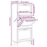 Scarpiera Marrone 52x25x115 Legno truciolato e Rattan Naturale