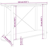 Tavolino Consolle Nero 110x38x75 cm in Legno truciolato