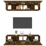 Mobili TV 4 pz Rovere Fumo 80x30x30 cm in Legno truciolato