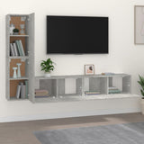Set di Mobili Porta TV 4 pz Grigio Cemento in Legno truciolato