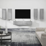 Set di Mobili Porta TV 6 pz Grigio Sonoma in Legno truciolato