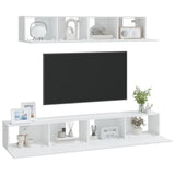 Set di Mobili Porta TV 4 pz Bianco in Legno truciolato