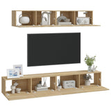 Set di Mobili Porta TV 4 pz Rovere Sonoma in Legno truciolato