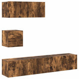 Set di Mobili Porta TV 4 pz Rovere Fumo in Legno truciolato