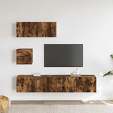 Set di Mobili Porta TV 4 pz Rovere Fumo in Legno truciolato