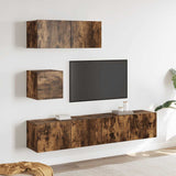 Set di Mobili Porta TV 4 pz Rovere Fumo in Legno truciolato