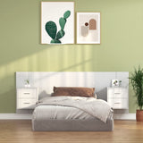 Testiera per Letto con Comodini in Legno truciolato Bianco