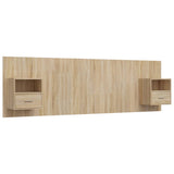 Testiera Letto con Comodini in Legno truciolato Rovere Sonoma