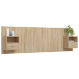 Testiera Letto con Comodini in Legno truciolato Rovere Sonoma