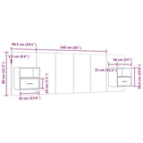 Testiera Letto con Comodini in Legno truciolato Rovere Sonoma