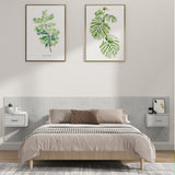 Testiera Letto con Comodini in Legno truciolato Grigio Cemento