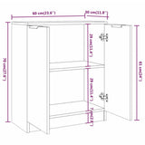 Credenze 3 pz Grigio Cemento in Legno truciolato