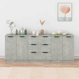 Credenze 3 pz Grigio Cemento in Legno truciolato