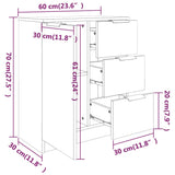 Credenze 2 pz Grigio Sonoma 60x30x70 cm in Legno truciolato