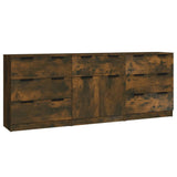 Credenze 3 pz Rovere Fumo in Legno truciolato
