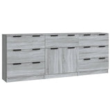 Credenze 3 pz Grigio Sonoma in Legno truciolato
