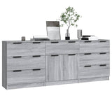 Credenze 3 pz Grigio Sonoma in Legno truciolato
