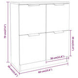Credenze 2 pz Bianco 60x30x70 cm in Legno truciolato