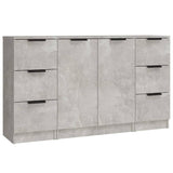 Credenze 3 pz Grigio Cemento in Legno truciolato