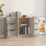 Credenze 3 pz Grigio Cemento in Legno truciolato
