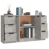 Credenze 3 pz Grigio Cemento in Legno truciolato