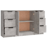 Credenze 3 pz Grigio Cemento in Legno truciolato