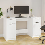 Scrivania con Mobile Laterale Bianco in Legno truciolato