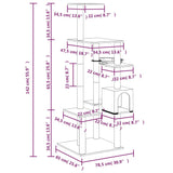 Albero per Gatti con Tiragraffi in Sisal Grigio Scuro 142 cm