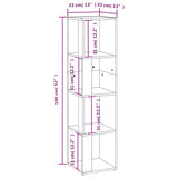 Scaffale Angolare Rovere Marrone 33x33x132 cm Legno truciolato