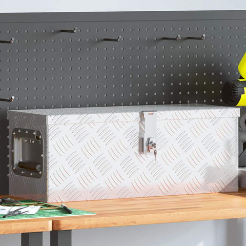 Contenitore Portaoggetti Argento 60x23,5x23 cm in Alluminio