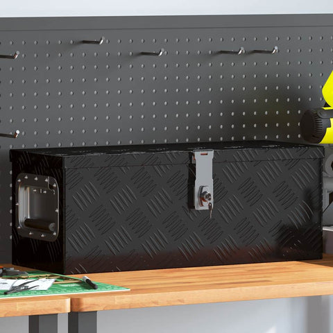 Contenitore Portaoggetti Nero 60x23,5x23 cm in Alluminio