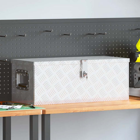 Contenitore Portaoggetti Argento 70x31x27 cm in Alluminio