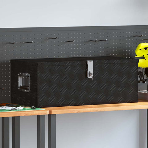 Contenitore Portaoggetti Nero 80x39x30 cm in Alluminio