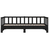 Dormeuse Estraibile Nera 2x(90x190) cm Legno Massello di Pino