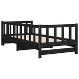 Dormeuse Estraibile Nera 2x(90x190) cm Legno Massello di Pino