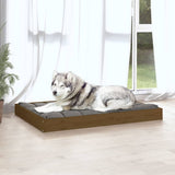 Cuccia per Cani Ambrata 101,5x74x9 cm in Legno Massello di Pino