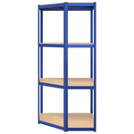 Mensola Angolare 4 Ripiani Blu in Acciaio e Legno truciolato