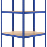 Mensola Angolare 4 Ripiani Blu in Acciaio e Legno truciolato
