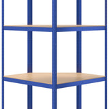 Mensola Angolare 4 Ripiani Blu in Acciaio e Legno truciolato