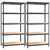 Scaffali 5 Ripiani 2 pz Antracite Acciaio e Legno truciolato