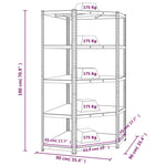 Scaffale Angolare Resistente 5 Strati Argento Acciaio e Legno