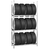 Portapneumatici a 3 Livelli Argento 110x40x200 cm in Acciaio