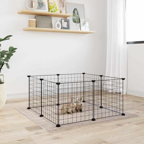 Gabbia per Animali Domestici 8 Pannelli Nero 35x35 cm Acciaio